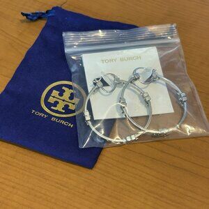 Tory Burch Serif-T Silver Earrings